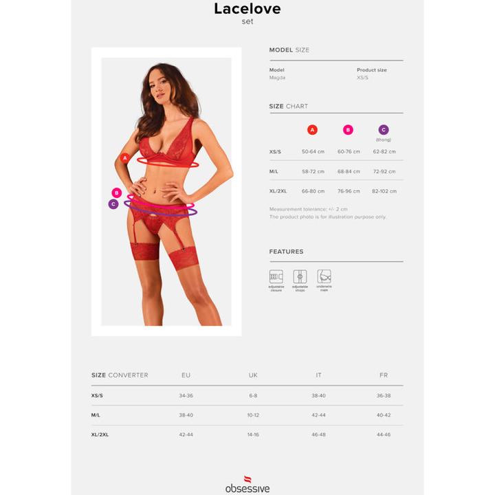 Actual product image Obsessive Lacelove Three-Piece Set Red M/L (M/L)
