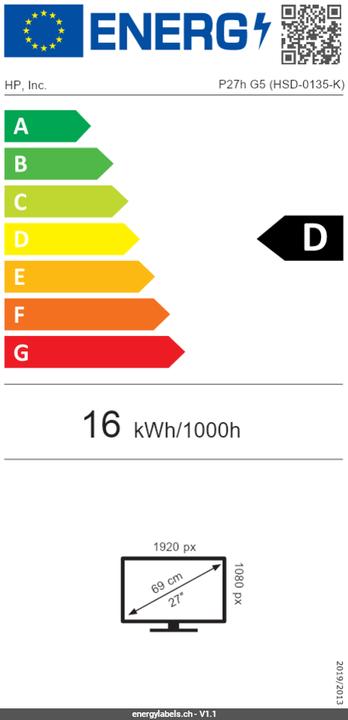 Label énergétique HP P27h G5 moniteur d'ordinateur 68.6 (1920 x 1080 pixels, 27")