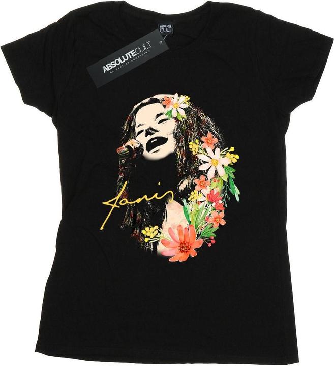 Actual product image Janis Joplin Womens/Ladies Floral Pattern Cotton T-Shirt (XXL)
