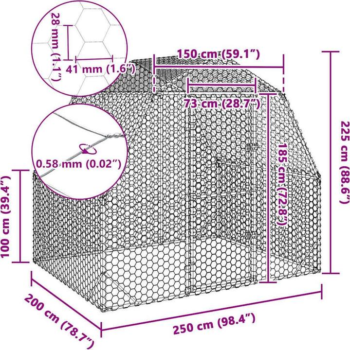 Image du produit VidaXL Poulailler 2,5x2x2,25 m Acier galvanisé Enclos extérieur Poulailler pour animaux