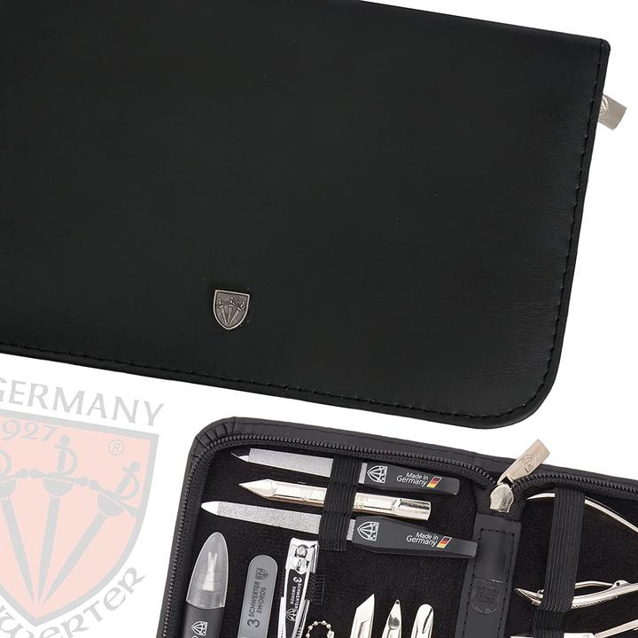 Actual product image Kellermann Germany Manicure Set Nail Set Cinisello 16pcs Genuine Leather Black