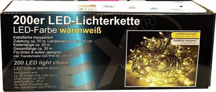 Produktbild Mojawo 200'er LED Lichterkette Innen und Aussen warmweiss (30 m)