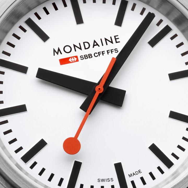 Produktbild Mondaine MST.4101B.LBV Stop2go Horloge - Stationsklok - Saffierglas - Staal/Kunstleer - Zilver/Zwart - 41 mm (41 mm)