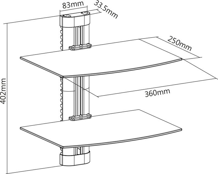 Actual product image InLine Mounting kit (wall mounting, 2 glass shelves / holder) for Blu-ray / DVD / Sa (Wall mount)