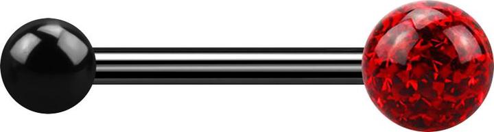 Produktbild Star Piercing Barbell schwarz mit Kugel und Kristallkugel rot Epoxy Schutzschicht (Titan G23, ohne Messing)