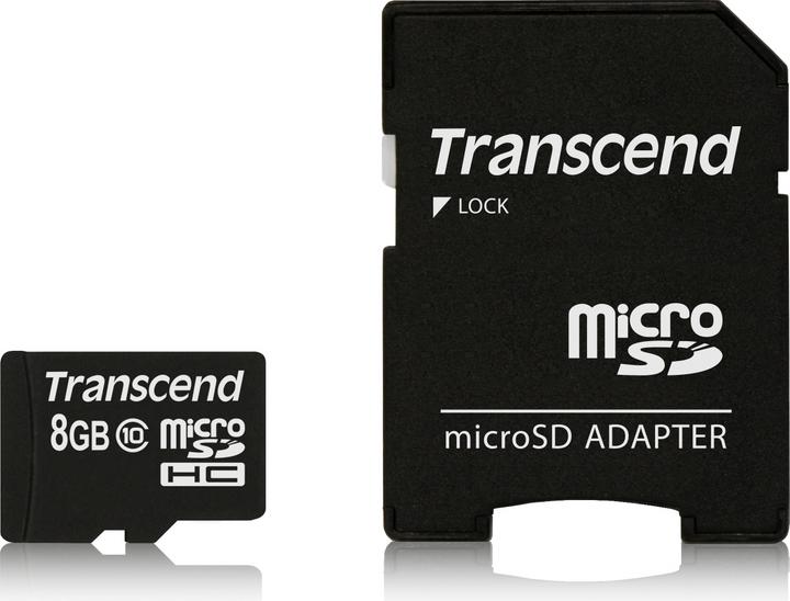 Produktbild Transcend Flash-Speicherkarte 8GB Micro SDHC, C10 (8 GB, SDHC, U1)