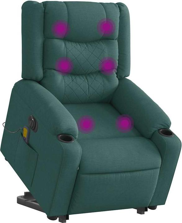 Immagine prodotto VidaXL Poltrona massaggiante elettrica con ausilio per la risalita Tessuto verde scuro