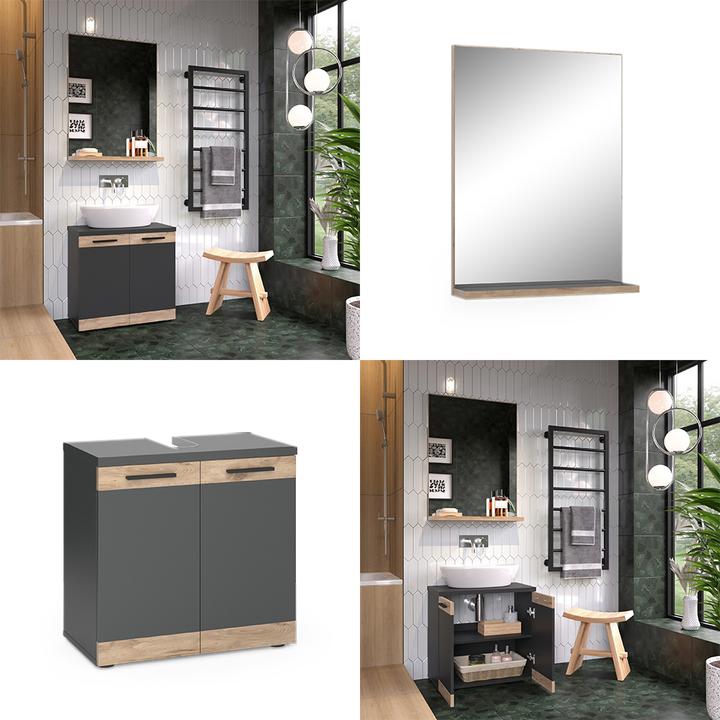 Immagine prodotto Vicco Badmöbel-Set Niko, Anthrazit/Viking Oak, mit Spiegel