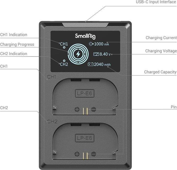 Image du produit SmallRig LP-E6NH Kit batterie et chargeur pour appareil photo 3821 (Batterie)