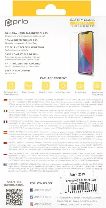 Image du produit prio Verre trempé (1 pièce(s), Samsung Galaxy S21)