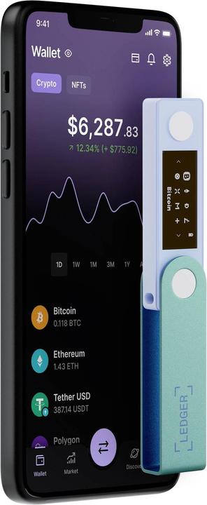 Produktbild Ledger Nano X Krypto-Hardware-Geldbörse Pastel Green (Bitcoin, Ethereum Classic, Cardano)
