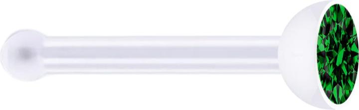 Image du produit Star Piercing Clou de nez droit transparent avec cristal vert (sans laiton, Bioflex)