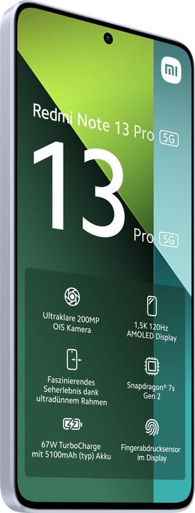 Produktbild Xiaomi Redmi Note 13 Pro 5G (512 GB, Aurora Purple, 6.67", Dual SIM, 200 Mpx, 5G)
