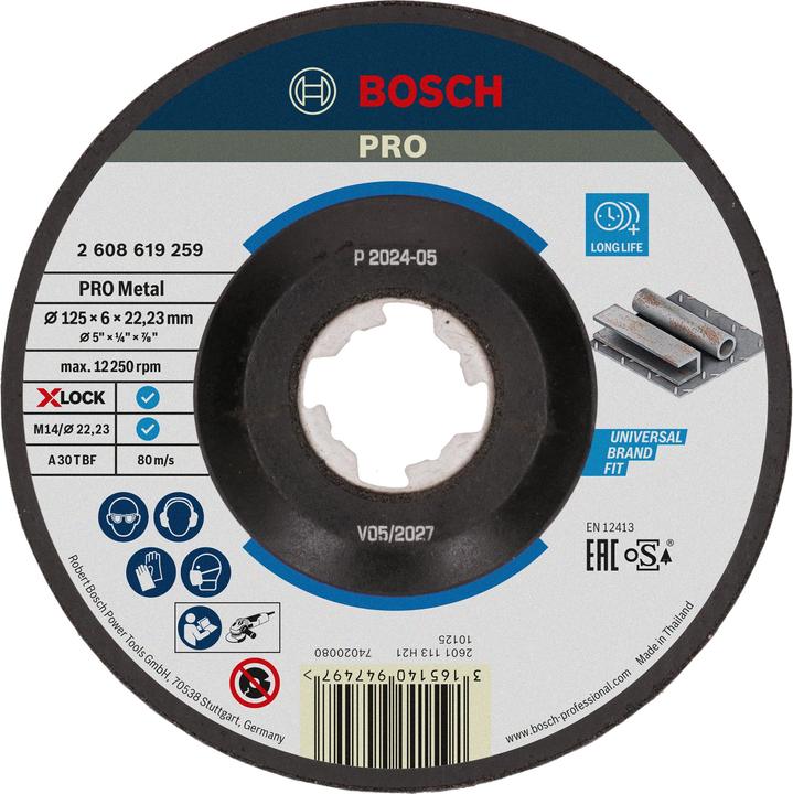 Actual product image Bosch Professional Zubehör PRO Metal X-Lock grinding disc, 125 x 6 x 22.23 mm