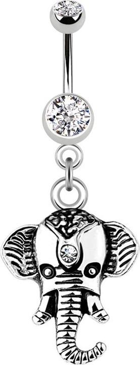 Produktbild Star Piercing Banane silber mit Anhänger Elefant (Chirurgenstahl 316L, Messing)