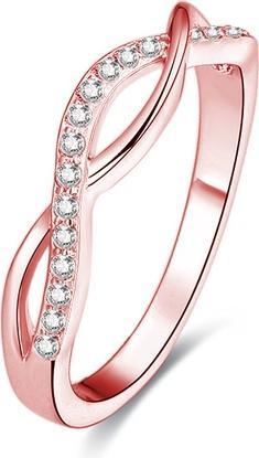 Actual product image Beneto Pink gold plated silver ring with AGG191 crystals - Circuit: 56 mm (56)