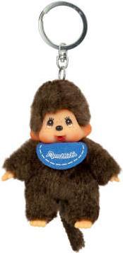 Produktbild Monchhichi Sekiguchi 2534 Original Mädchen oder Junge, aus braunem Plüsch, mit Lätzchen, Schlüsselanhänger,...