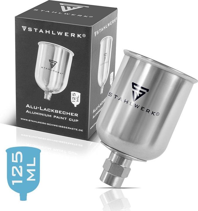 Actual product image Stahlwerk Aluminium paint cup set / flow cup 125 ml and 600 ml paint cup