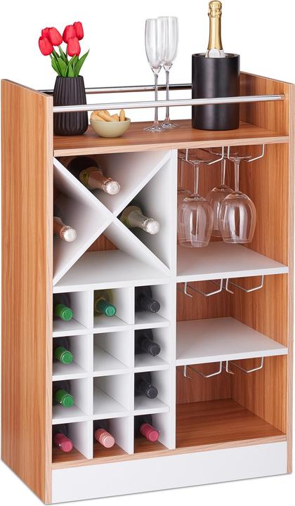 Actual product image Relaxdays Wine Rack, Glass Holder for 22 Bottles (63 x 35 x 96 cm)