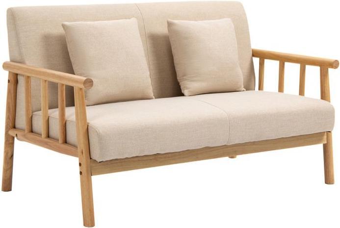 Produktbild Swisshandel24 2-Sitzer Sofa, Stoffbezug in Leinenoptik, kompakt, bis 200 kg, Holzrahmen, 123Lx69Bx74Hcm, Beige (2-Sitzer)