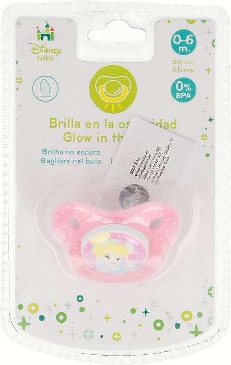 Actual product image Disney Princess - Čiulptukas silicone in anatomical shape 0 - 6 m (glows in the dark) (up to 6 M.)