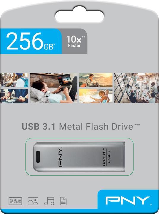 Actual product image PNY Elite Steel (256 GB, USB-A, USB 3.1)