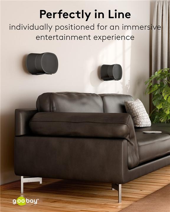 Actual product image Goobay Modern Era 3 Flex speaker wall mount, black (1 pair, Wall installation, Tiltable, Pivoting)