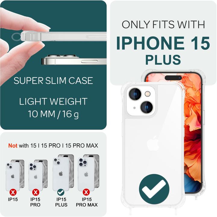 Image du produit Nalia Étui transparent avec chaîne à porter autour du cou
