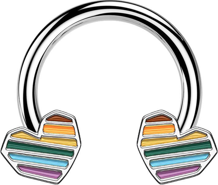 Star Piercing Micro Circular Barbell silber Regenbogen Herz (Messing, Chirurgenstahl 316L)
