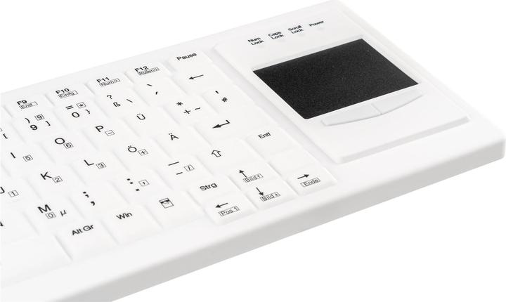 Actual product image Gett Cleantype Xtra Touch Protect WL wireless silicone keyboard with touchpad IP68 disinfectable colour (DE, Wireless)