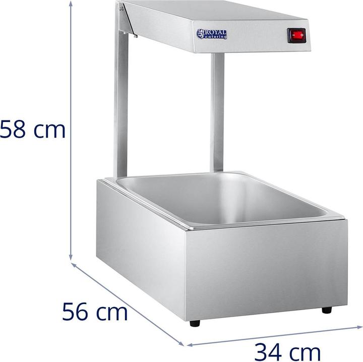 Produktbild Royal Catering Wärmebrücke 500W GN 1 1 Edelstahl Gastro Speisenwärmer Halogen