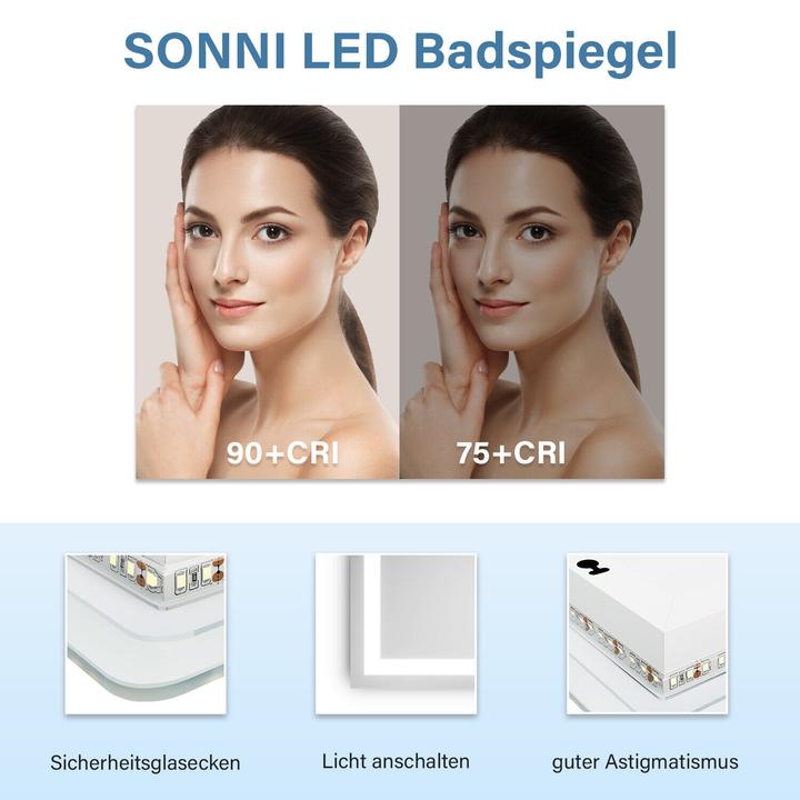 Immagine prodotto SONNI specchio da bagno Specchio LED (inclinato) bianco cool IP44 a risparmio energetico