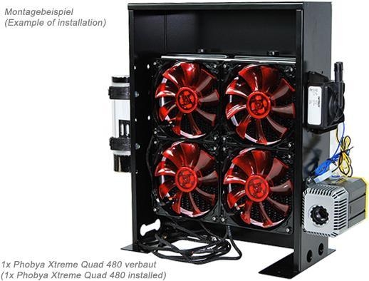 Produktbild Phobya Radiator Stand black Bench Edition: Quad 4x120mm
