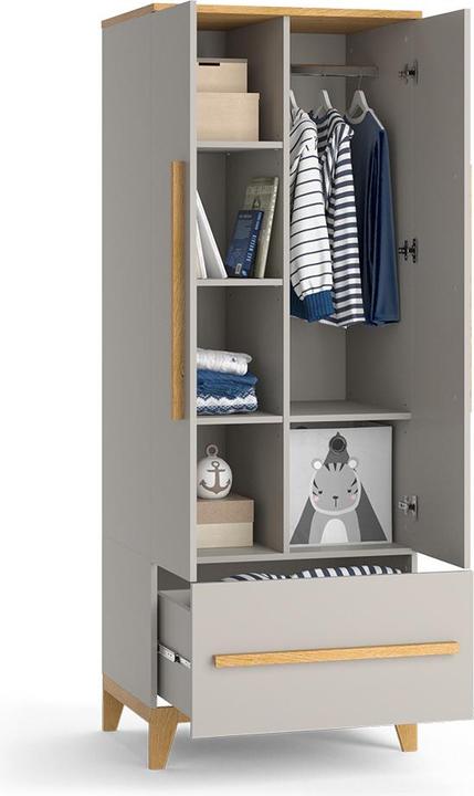 Immagine prodotto VitaliSpa Kinderkleiderschrank Malia, Cashmere-Eiche, 70 x 186.8 cm (70 cm)