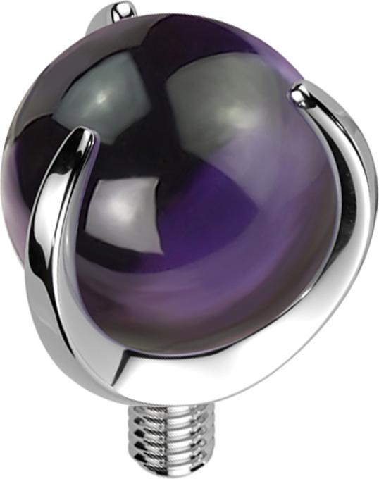 Produktbild Star Piercing Dermal Anchor silber Kugel Amethyst Stein gefasst (Mineralisch, ohne Messing, Titan G23)
