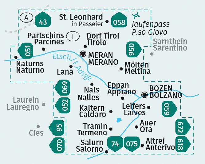Immagine prodotto Set di mappe per escursioni 078 Strada del Vino dell'Alto Adige, Merano, Bolzano / Strada del Vino