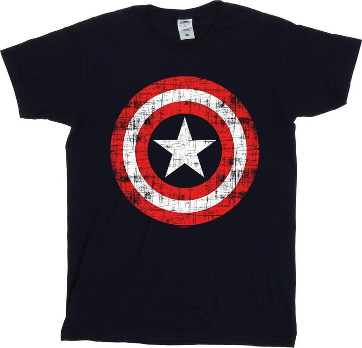 Avengers Captain America Zerkratztes Schild Baumwolle Boyfriend TShirt