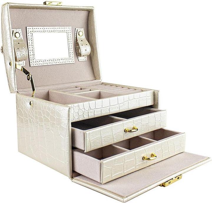 Produktbild JTI Schmuckschatulle, Krokodilmuster - Beige