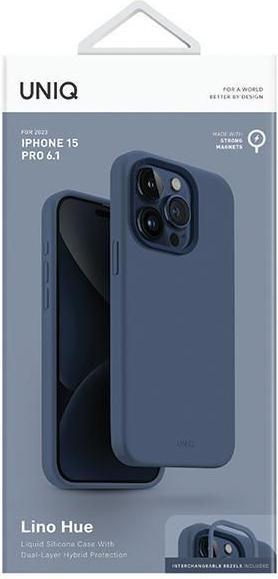 Actual product image Uniq etui Lino Hue iPhone 15 Pro 6.1" Magclick Charging granatowy/navy blue (Apple iPhone 15 Pro)