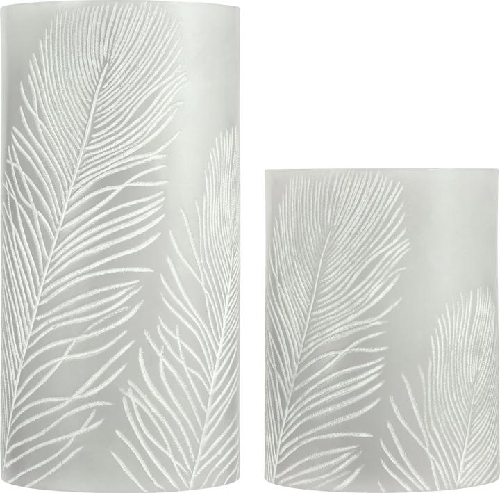Pauleen LED Kaarsenset Cosy Feather Ø 7,6 cm, Set van 2, Grijs (1 x)