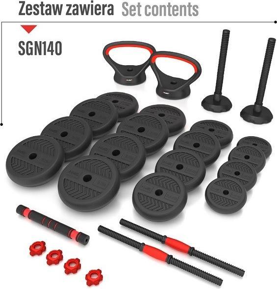 Produktbild HMS 6IN1 GEWICHTSSATZ SGN1340 (LANGHANTEL KURZHANTEL UND KETTLEBELL) 40KG (1 x 4 kg)