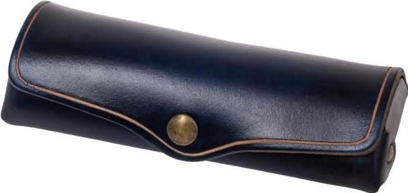 Produktbild Mika Brillenetui, klein, Sattelleder, Druckknopf, blau
