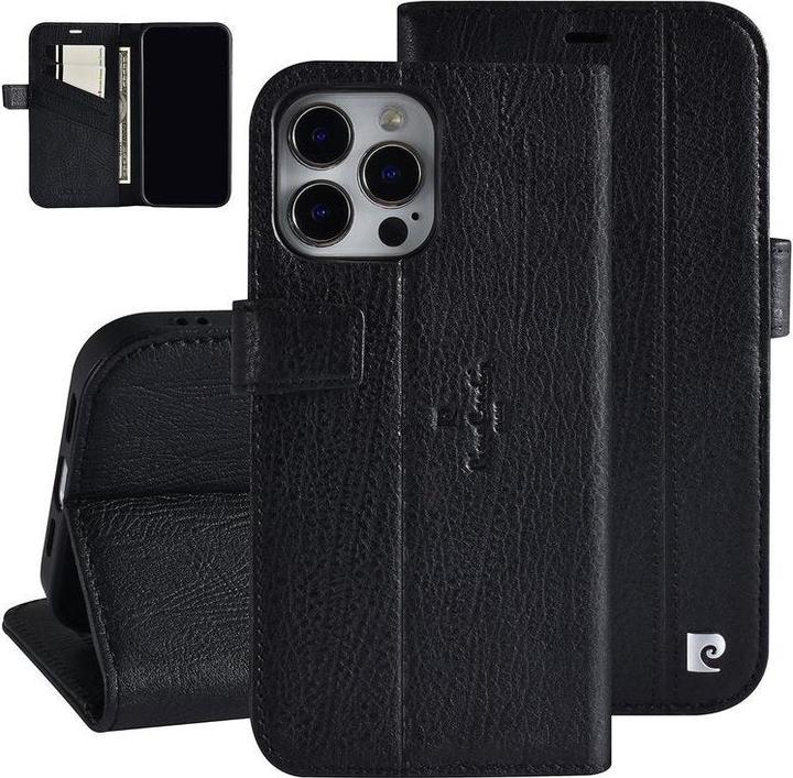 Immagine prodotto Pierre Cardin Custodia iPhone 13 Pro - Custodia a libro in vera pelle nera e 3 scomparti per carte No.288 (Apple iPhone 13 Pro)