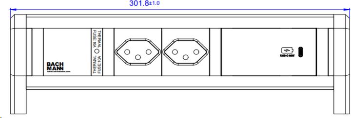 Actual product image Bachmann Desk socket strip DESK 1, 2x T13, 1x USB C (2 x, Type 13, USB-A, USB-C)