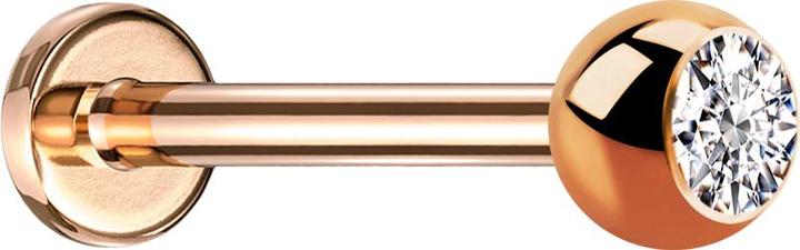 Hollywood Body Jewelry Micro Labret rosegold mit Kugel und Kristall silber (Titan G23, ohne Messing)