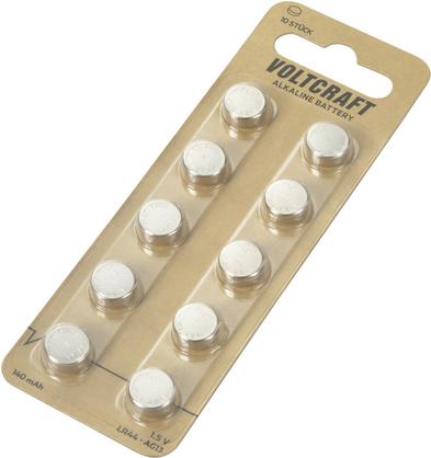 Actual product image Voltcraft AG13 button cell LR 44 alkaline manganese 140 mAh 1.5 V 10 pcs. (10 pcs., LR44, 140 mAh)