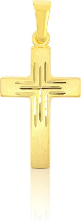 Immagine prodotto Muau Ciondolo croce oro giallo 750, 25x12 mm (Satinato con taglio a croce fantasia)