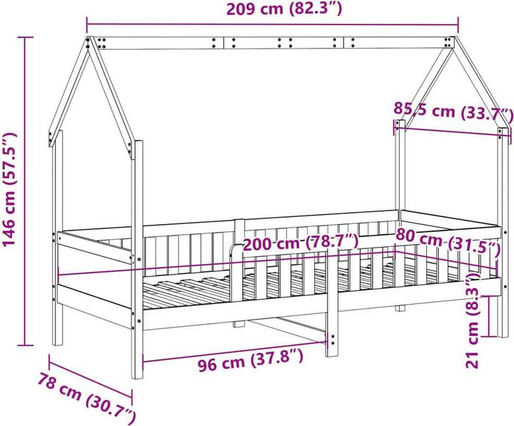 Produktbild VidaXL Kinderbett Hausbett (80 x 200 cm)