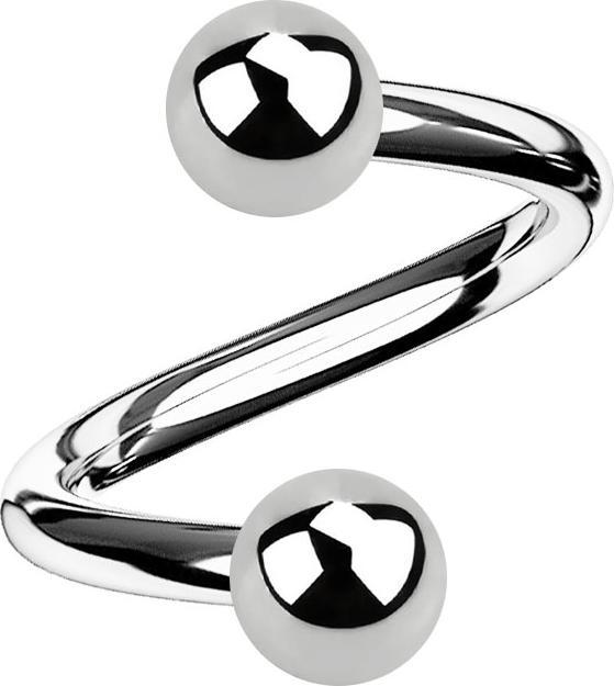 Produktbild Star Piercing Micro Spirale silber mit zwei Kugeln (Chirurgenstahl 316L)