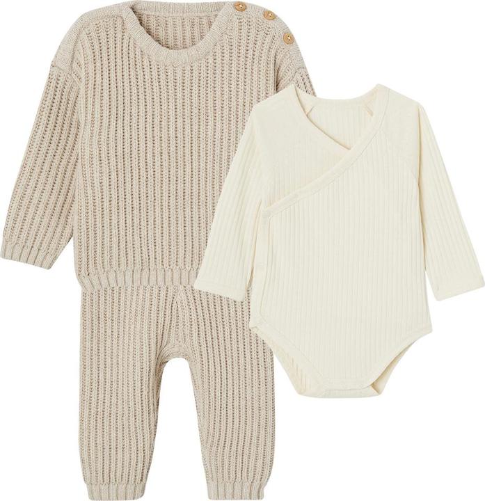 Produktbild Vertbaudet Unisex Baby-Set: Pullover, Strickhose & Wickelbody (74)